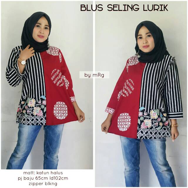 ATASAN BLUS WANITA MOTIF BATIK SELING LURIK
