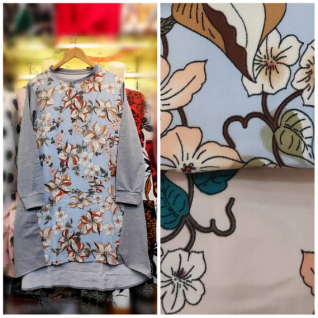 Tunik remaja wanita motif bunga import
