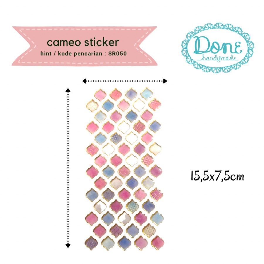 Done handymade sticker timbul resin sticker pvc cameo sticker SR050