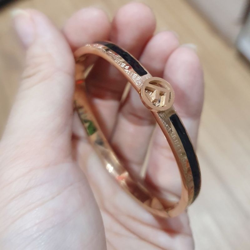 Gelang Titanium Asli Stainless steel motif Fendix Anti karat Premium Quality 02182