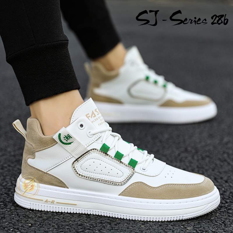 [NOOS] Sepatu Sneakers Boots Tali Fashion Trendy Warna COKLAT Kualitas Import Premium -286