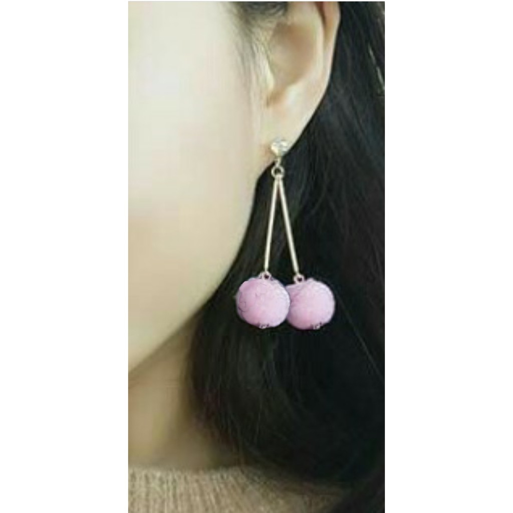 Anting Fashion Wanita Anting Korea StyleDuble Rantai Pompom Termurah MISS 111