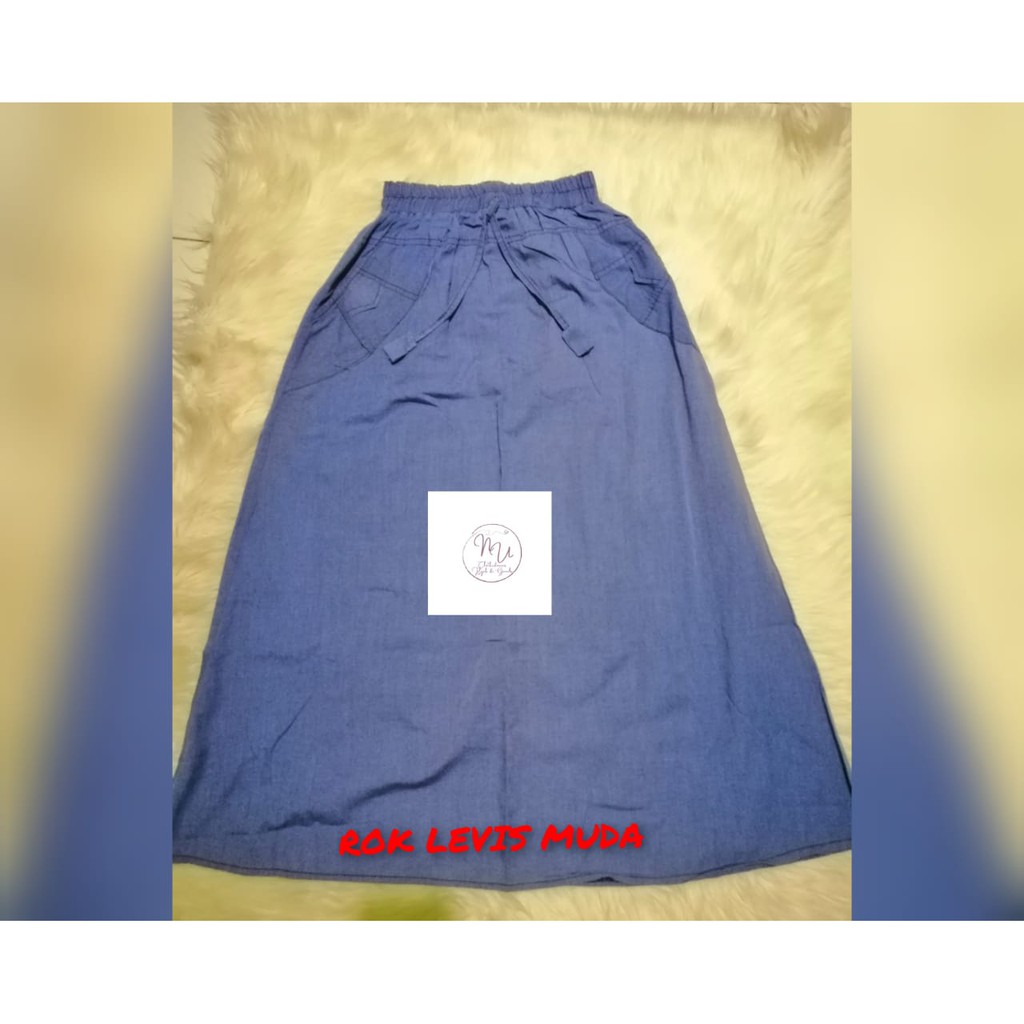 ( COD ) ROK JEANS PREMIUM PANJANG TALI LONCENG ROK SKIRT UKURAN ALLSIZE FIT TO XXL