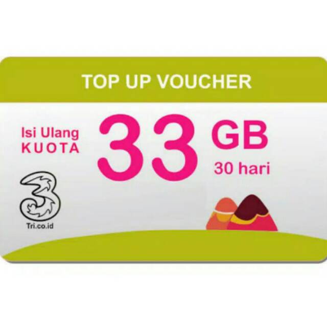 Kuota 33 GB 4G Tri (kirim via chat)