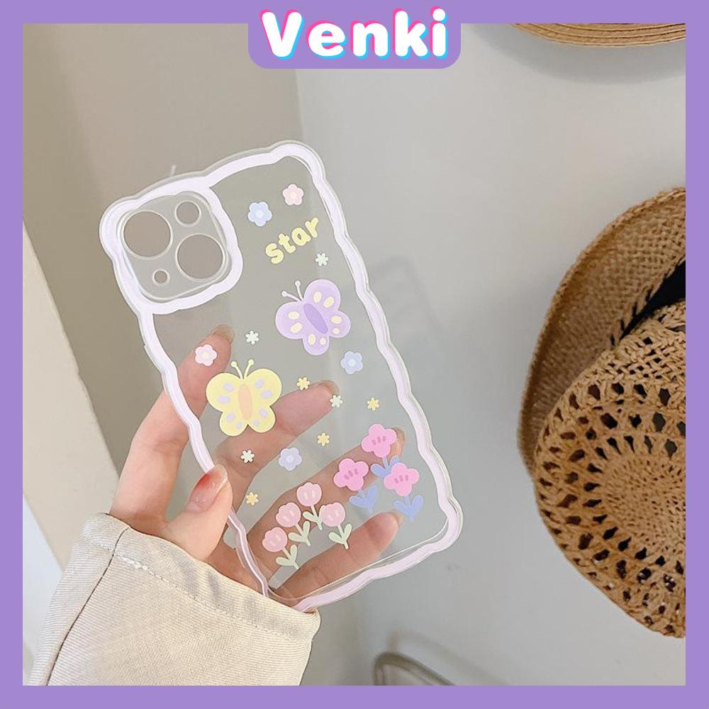 iPhone Case Silicone Soft Case Clear Case Wave Non-Slip Shockproof Camera Full Coverage Protection Butterfly Flower For iPhone 13 Pro Max iPhone 12 Pro Max iPhone 11 iPhone 7 Plus