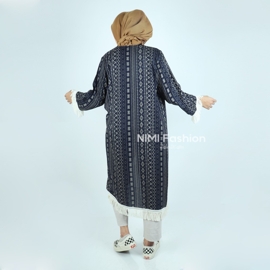 NIMI FASHION CARDIGAN WANITA PANJANG / OUTERS WANITA / CARDIGAN MURAH / CARDIGAN RUMBAI BEST SELLER