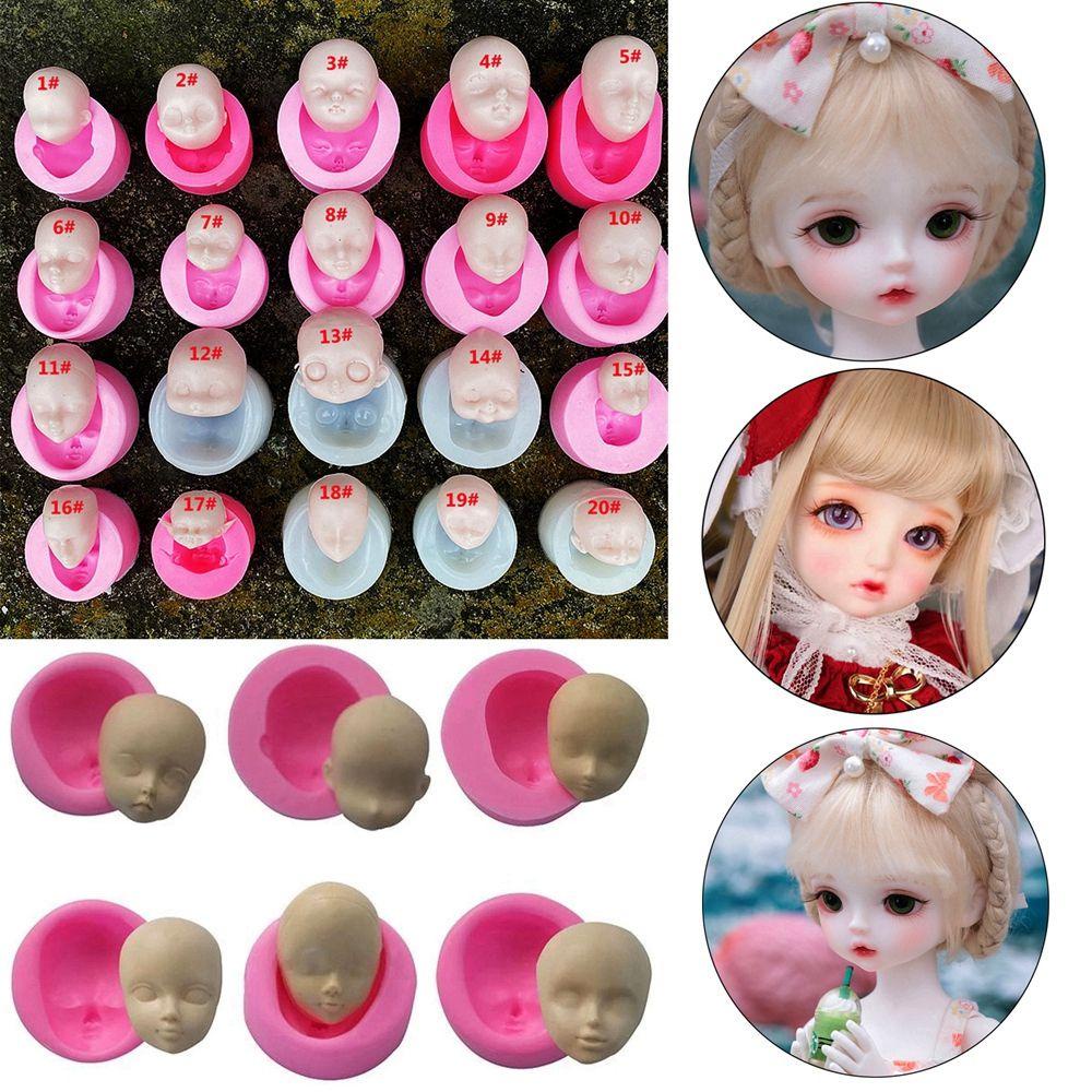 Top Face Silicone Mold 20Styles Dolls Face Mould Alat Dekorasi Kue Polimer