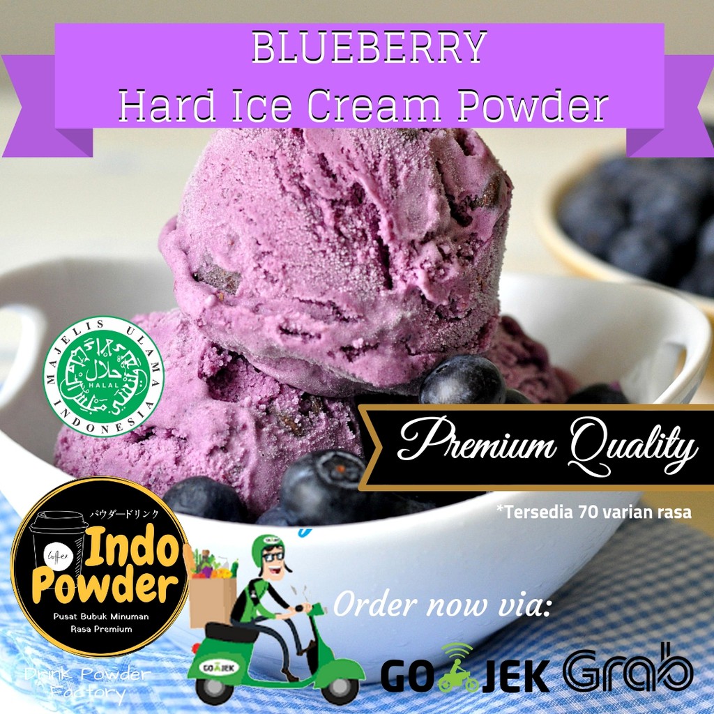 Blueberry HARD ICE CREAM Powder 1Kg - Bubuk Ice Cream Blueberry 1Kg