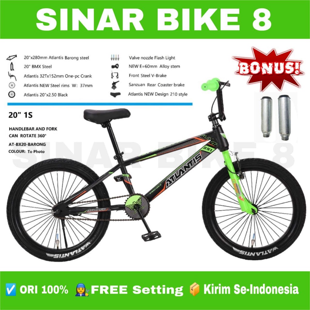 Sepeda Anak Laki BMX Ukuran 20 Inch ATLANTIS BARONG Ban Jumbo Bonus Jalu