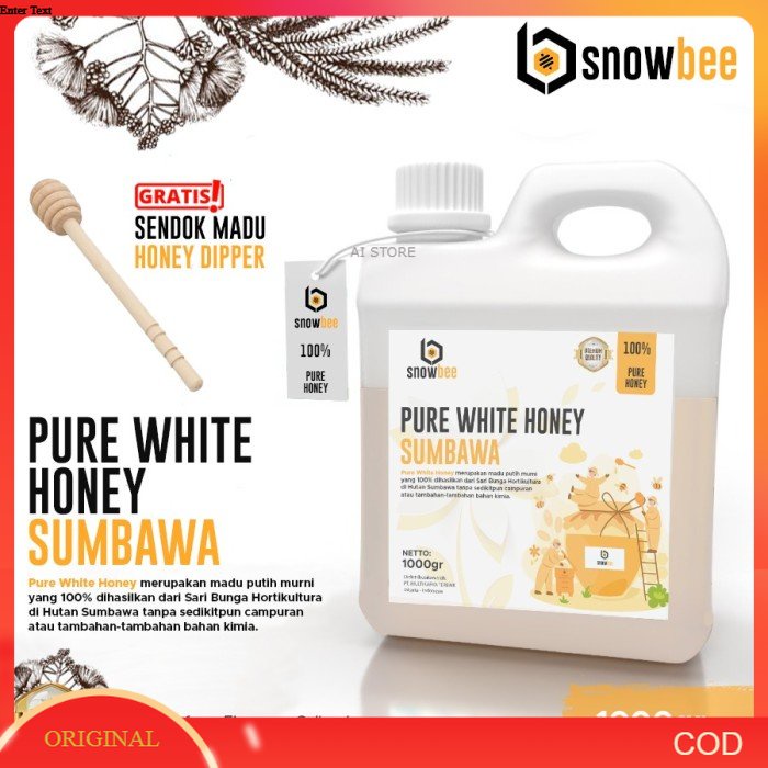 MADU PUTIH HUTAN SUMBAWA MURNI 1KG | SNOWBEE 100% PURE WHITE HONEY