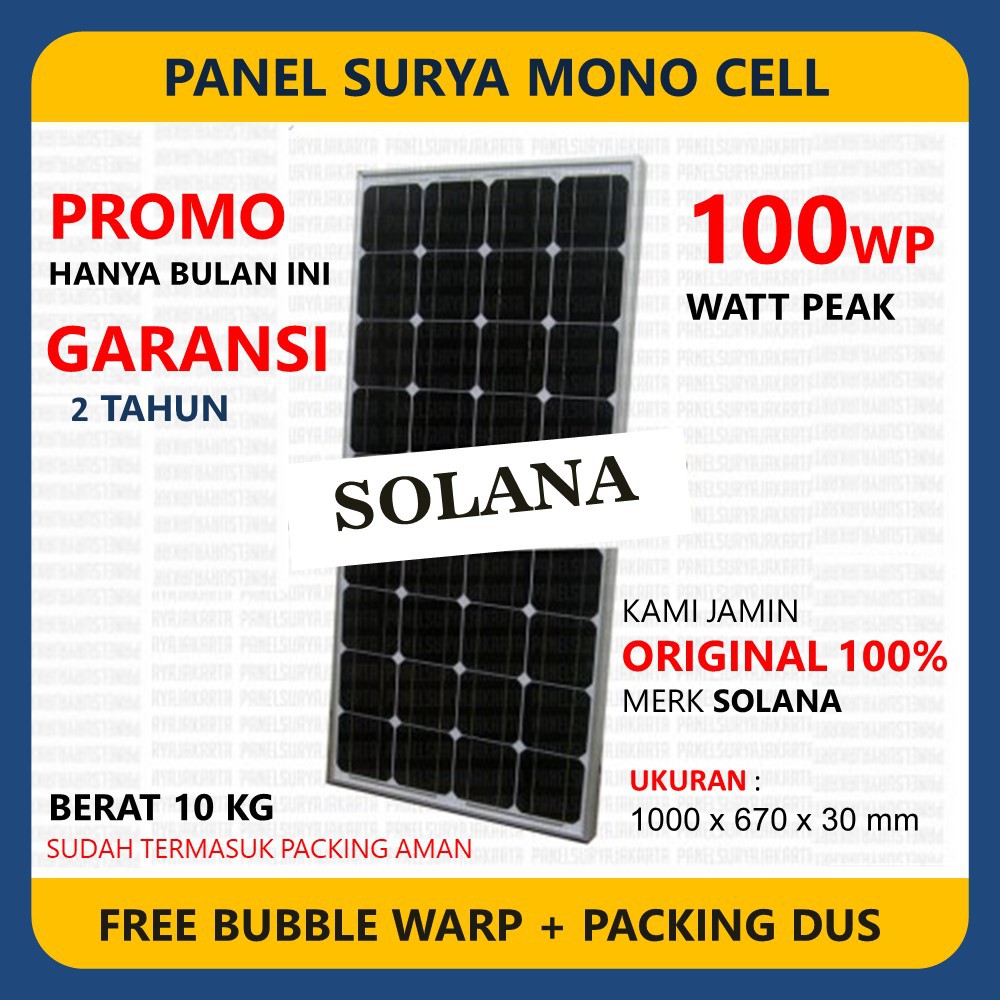 Panel Surya Solar Cell Tenaga Surya Mono Solar Panel 100 Wp (Watt peak