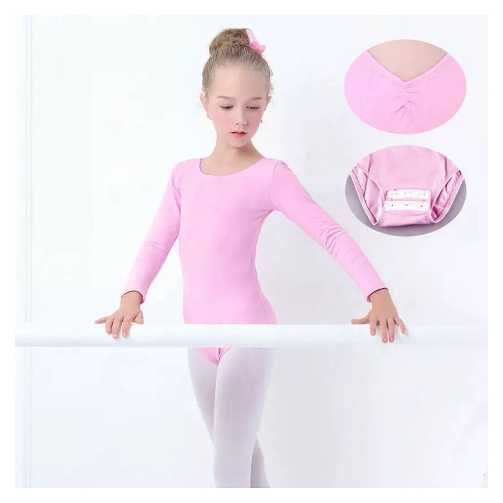 LEOTARD LENGAN PANJANG ANAK - BALLET COTTON SPANDEX LEOTARD BAJU GYM SENAM BALET