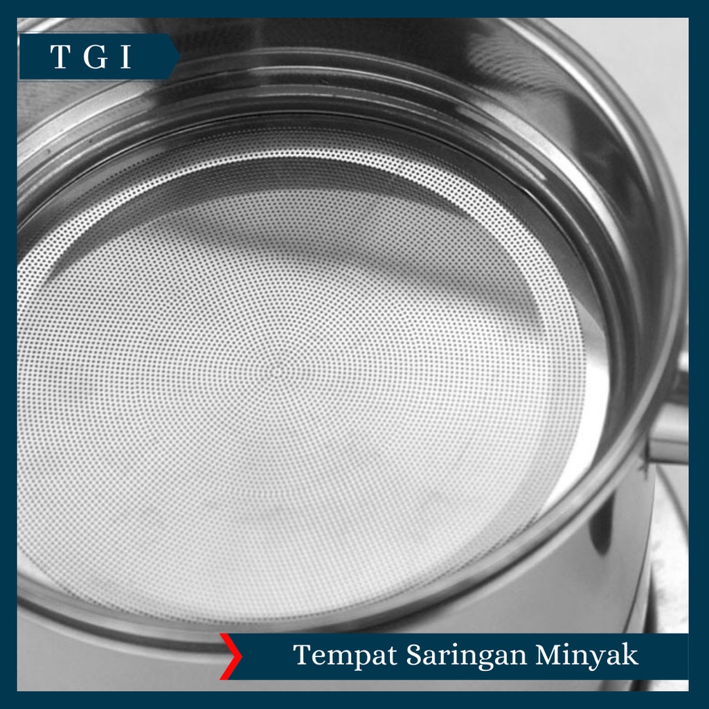 TGI - OIL POT SARINGAN STAINLESS MINYAK GORENG SISA WADAH JELANTAH 1.3 L