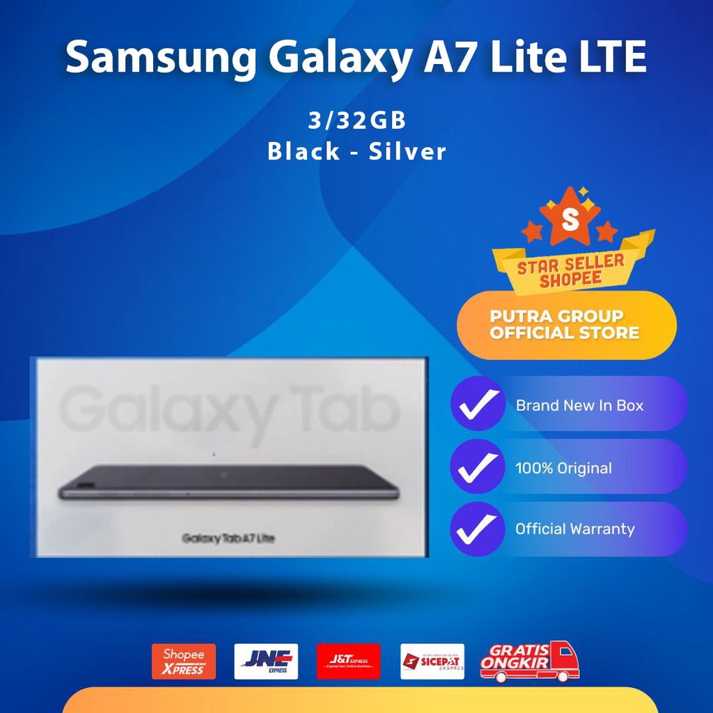 (RESMI) Samsung Galaxy Tab A7 Lite 2021 3/32GB 32GB 3GB LTE Grey Silver SEIN