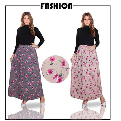 A-ZAHRA ROK ZOE MOTIF BUNGA BAHAN KATUN LEMBUT ROK TRENDY