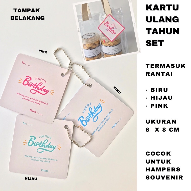 Kartu ulang tahun birthday card set rantai ecer 3 warna