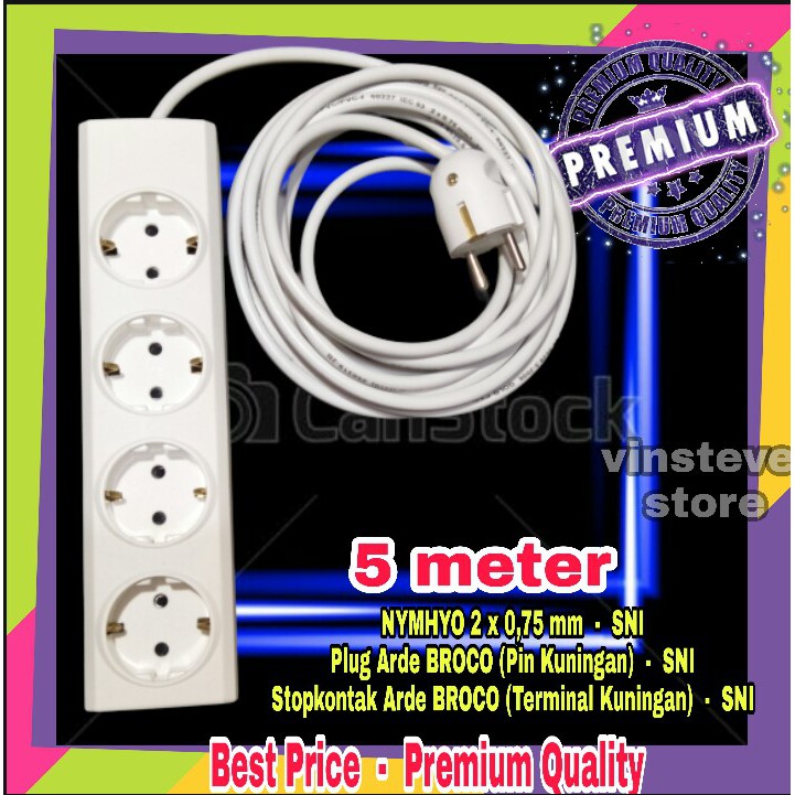Stop Kontak Kabel BROCO 4 Lubang 5 Meter