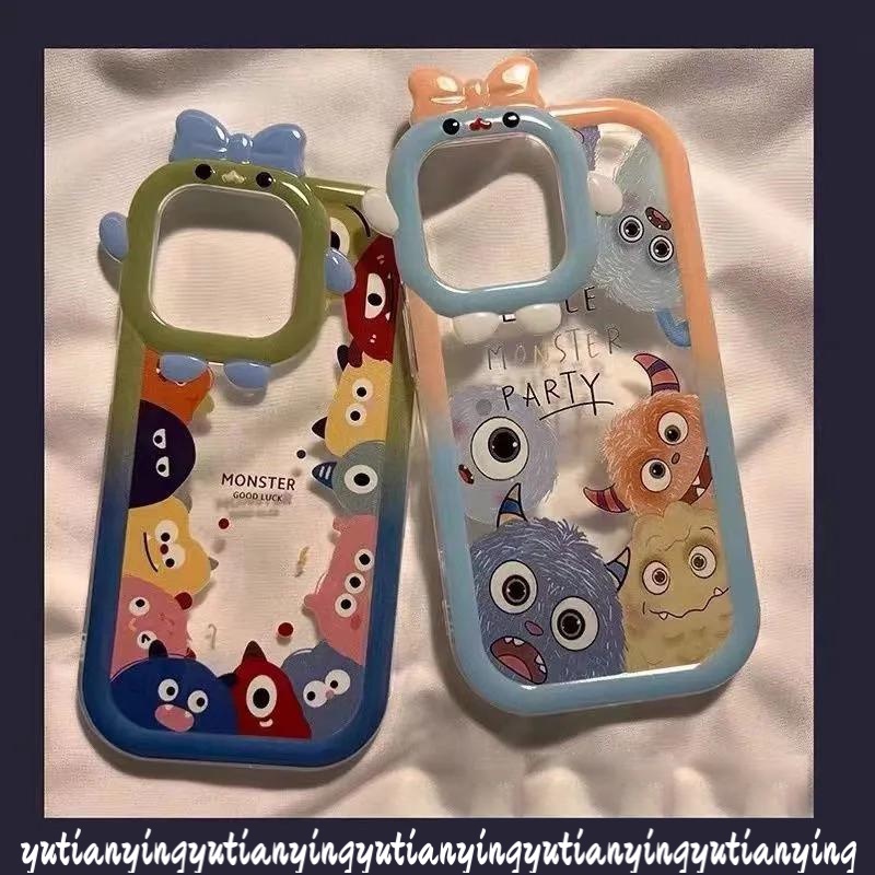 Case Tahan Guncangan OPPO A17 A15 A55 A12 A16E A95 A96 A57 A5s A54 A16K A74 A7 A76 A16 A53 A3s A17K A52 A31 A5 A9 A92 A16s A94 Reno 5 8 5F 3D Bow Monster Cute Little Monster Soft Cover