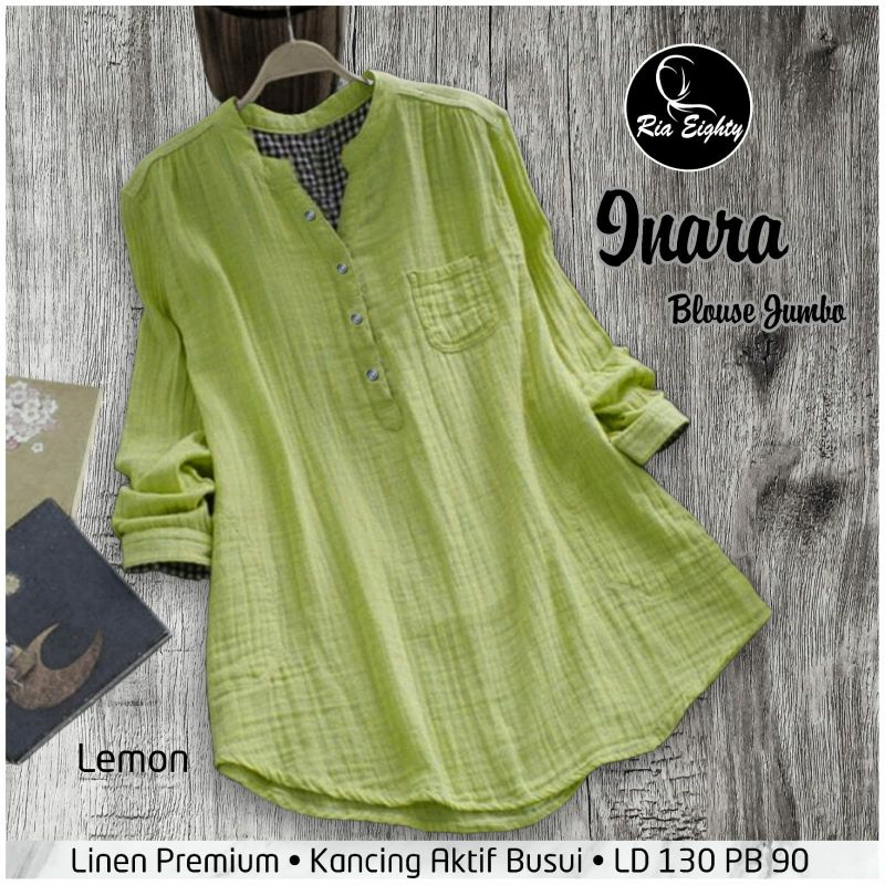 Blouse Wanita Jumbo Katun Linen Premium LD 130 Tunik Wanita Jumbo Polos