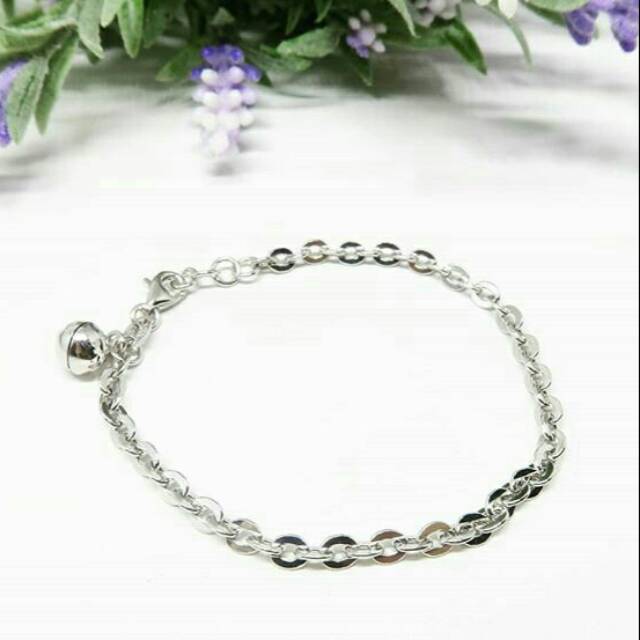 BCGT015 PERHIASAN GELANG NORI 1 LONCENG PERAK SILVER 925 LAPIS EMAS