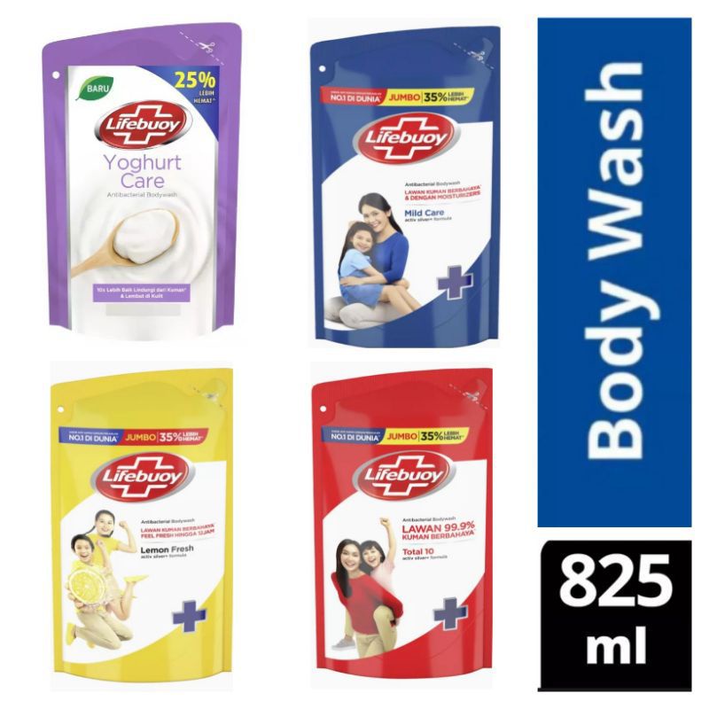 [MURAH] LIFEBOUY refill body wash 825 ml mild care/total 10/ lemon fresh sabun cair