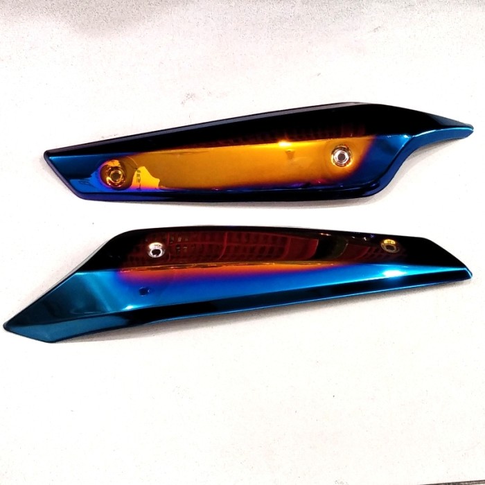 Tutup Cover Tameng Knalpot Motor YAMAHA NMAX-155 OLD 2015 - 2019  Full Besi Pelangi Goldblue