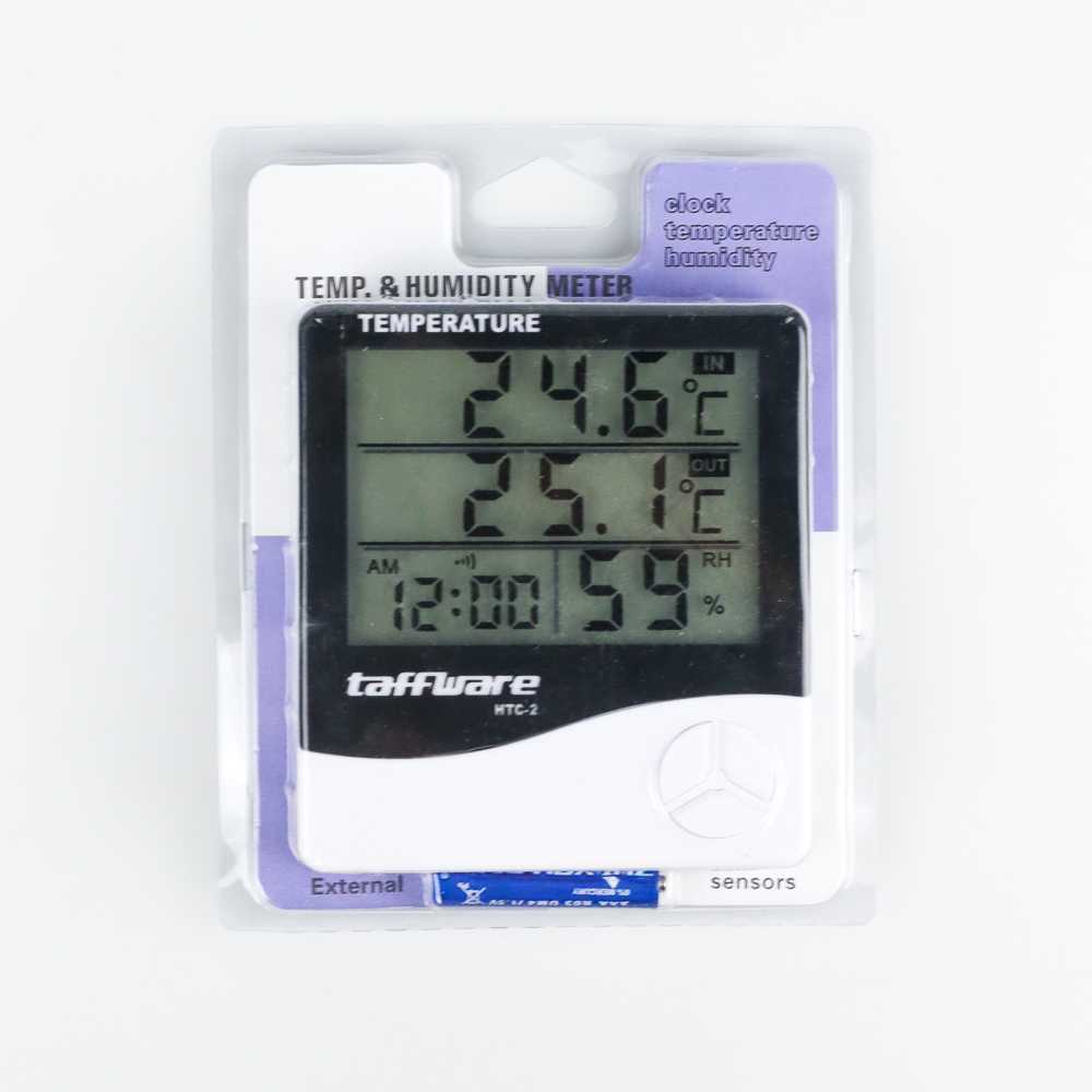 Jam Meja Kerja Digital dengan indikator Suhu dan Kelembaban udara Digital Temperature Humidity Meter LCD Time Display Desktop Table Clocks Thermometer Hygrometer Sensor Digital Dual Probe Humidity Temperature Meter Weather Clock Digital LCD Electronic