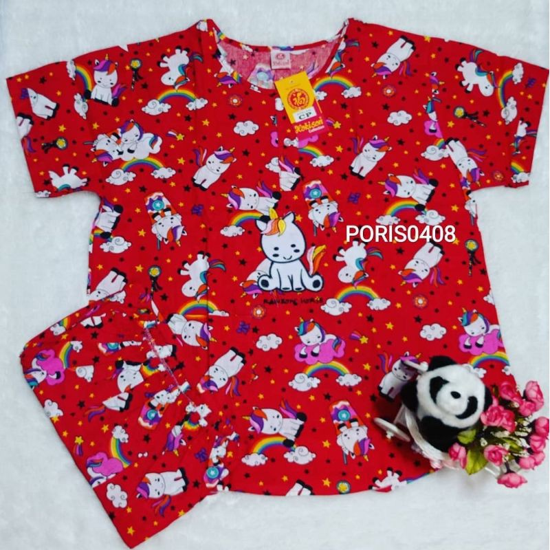 Baju Tidur Katun Wanita Celana Panjang CP "HOKI/HOKISON" (rainbow)