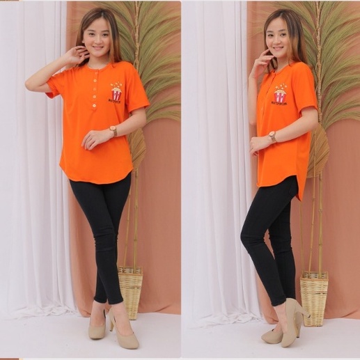 Kaos Pendek Import Wanita Kancing Murah Terbaru LD 100 110 Atasan Wanita Busui