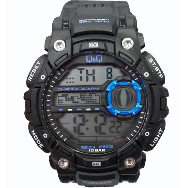 Q&Q M161J - Jam Tangan Sport Pria & Remaja Murah - Full Rubber - Digital Quartz - Anti Air -Original