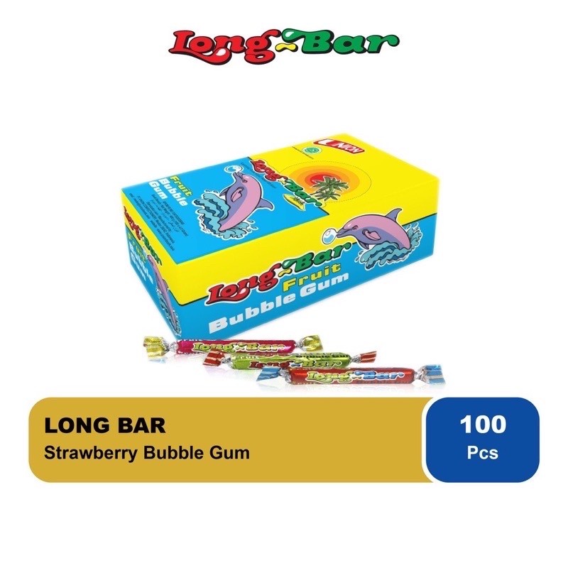 

Permen Karet Long Bar Stroberi 1 box LongBar Strawberry Bubble jadul