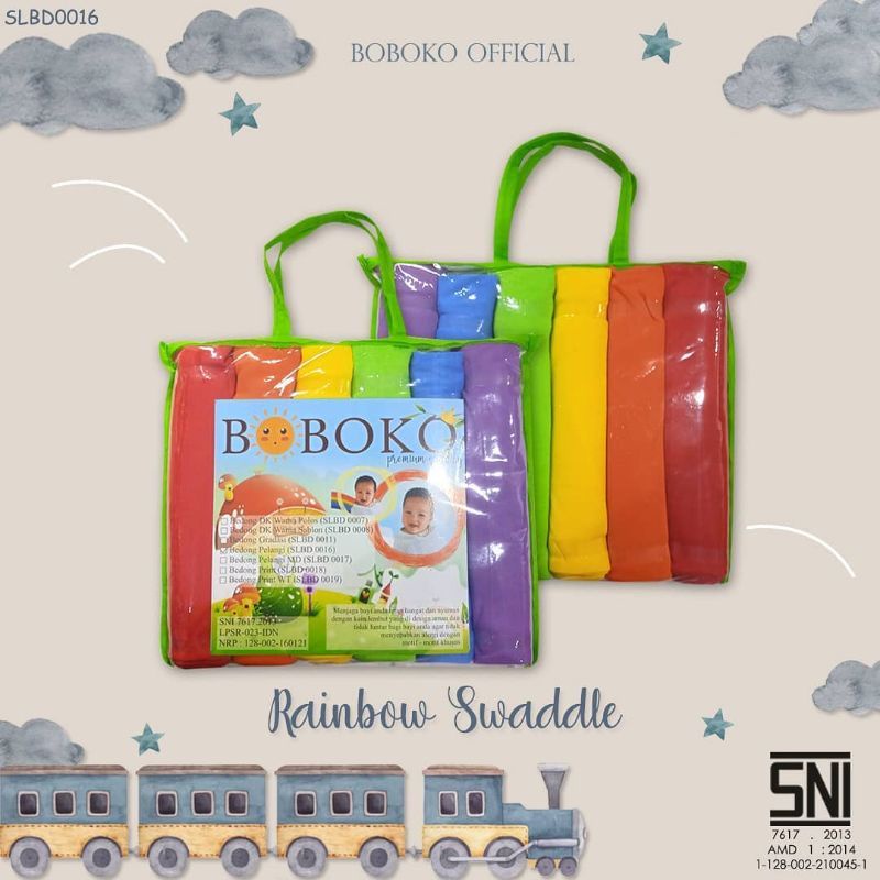 Bedong Kaos BOBOKO Jumbo 115 x 95 cm Isi 6 pcs Rainbow Warna Tua Pelangi Besar