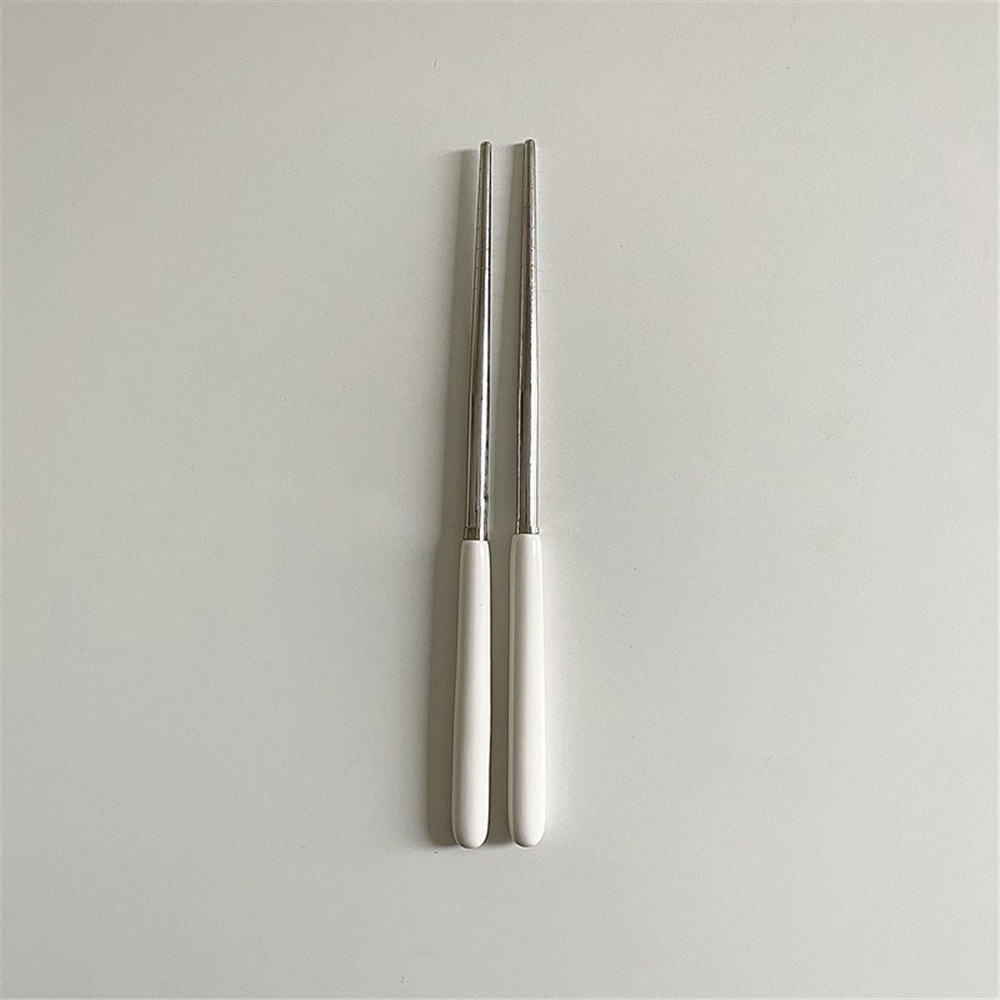 1 Pc Alat Makan Sendok Garpu Sumpit Bahan Stainless Steel Warna Putih Gaya Jepang Untuk Dapur