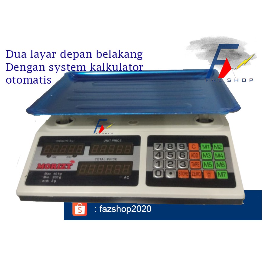 timbangan duduk digital morizt 40kg / timbangan buah duduk digital 2 layar