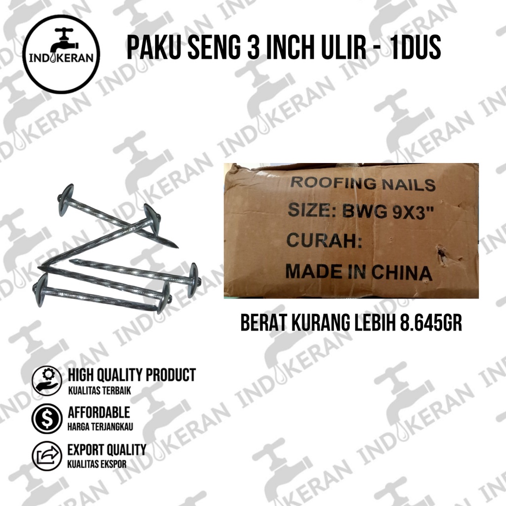 INDOKERAN - Paku Seng 3 Inch - 1 Dus