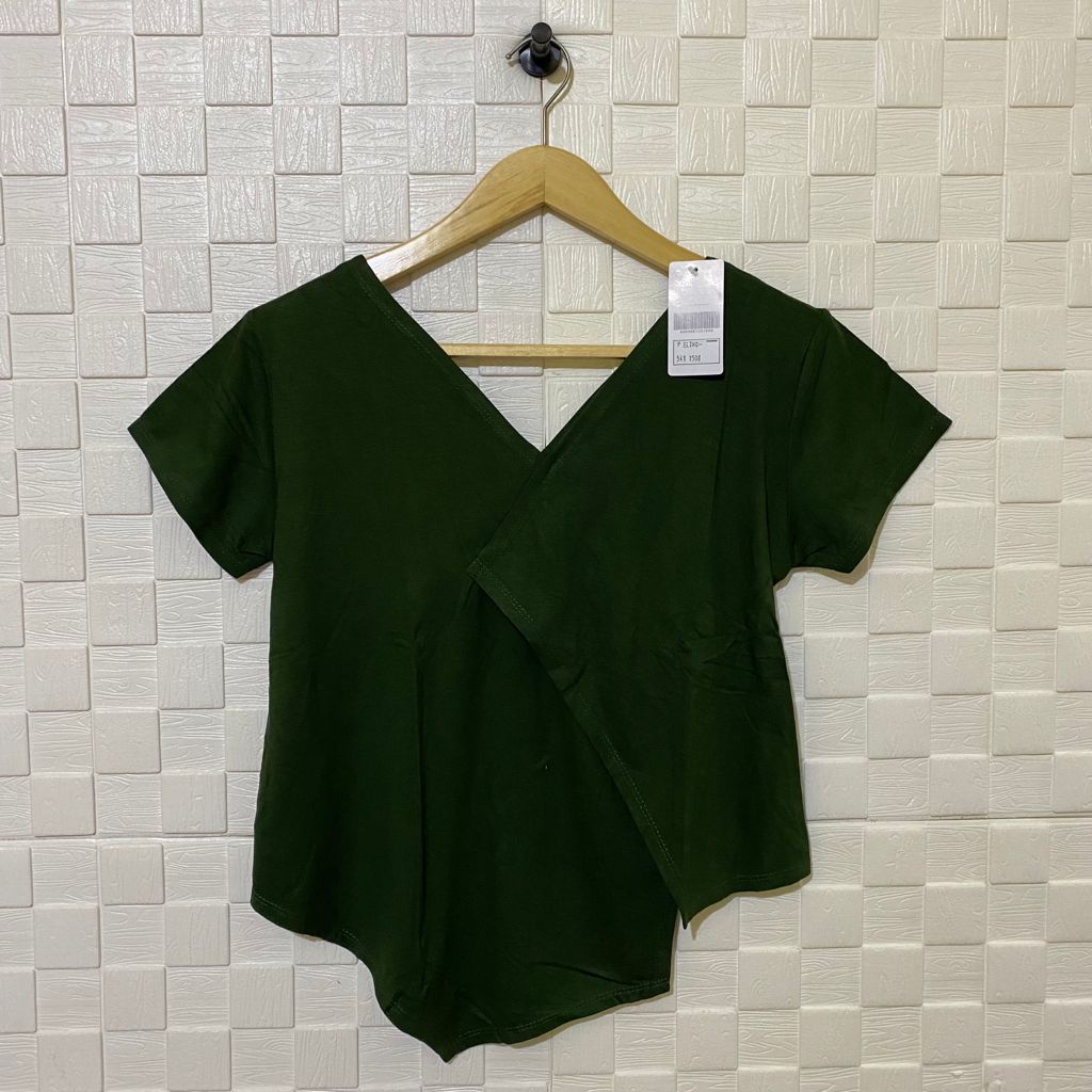atasan vneck sambung lengan pendek wanita/kaos wanita/atasan terbaru/kaos vneck /kaos polos shabhira-7