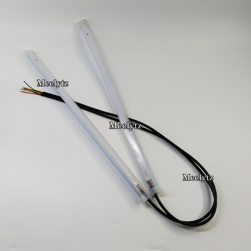 Sepasang Lampu LED Alis slim DRL Fleksibel waterproof 30cm, 60cm 2 warna running Headlamp motor mobil Slim Alis welcome - Lampu alis Led UNGU, ICE BLUE