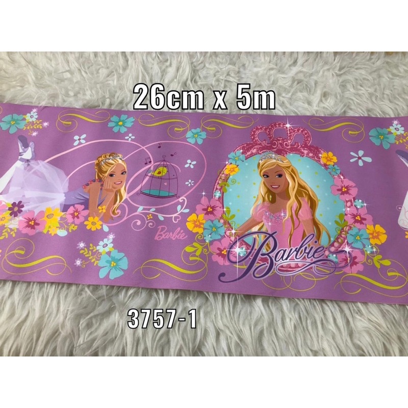 Wallpaper Dinding Border List Barbie Pink Ungu