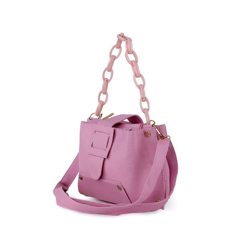 3 Warna - Tas Sling Bag Terbaru Pink Coklat Putih | Selempang Tali Rantai | Salempang Bahu Cantik