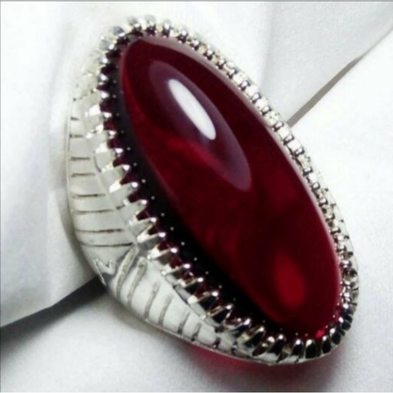 cincin batu merah siam model pandan top quality