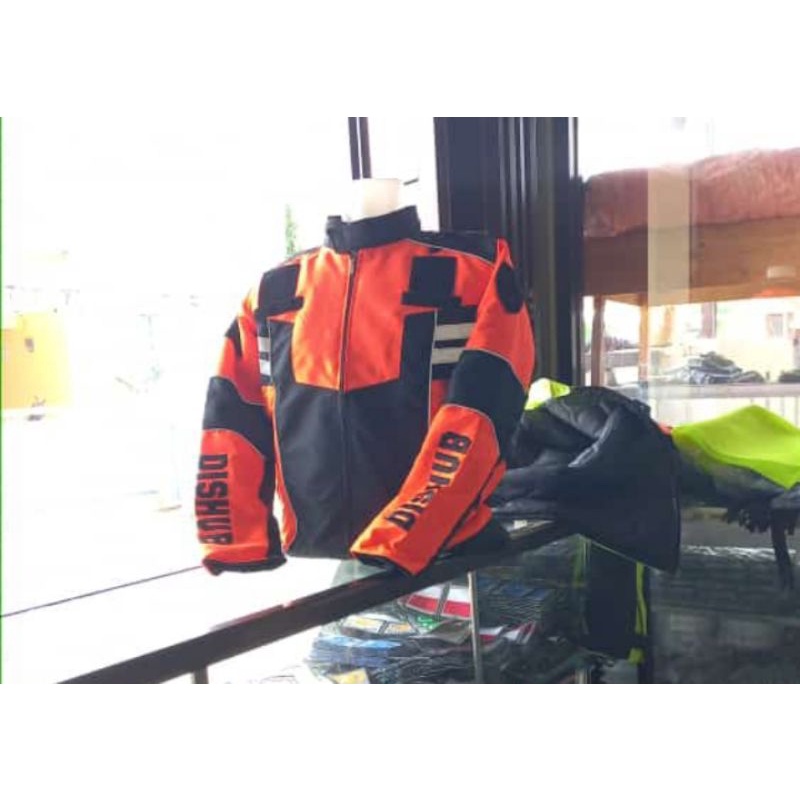 JAKET DISHUB HITAM ORANG BAHAN TASLAN WATERPROF