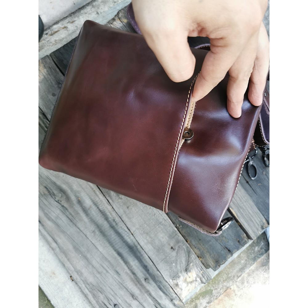 Tas Kulit Asli Kepala Lapisan Kulit Sapi Litchi Grain Wanita Tas Fashion Portable Bahu Messenger