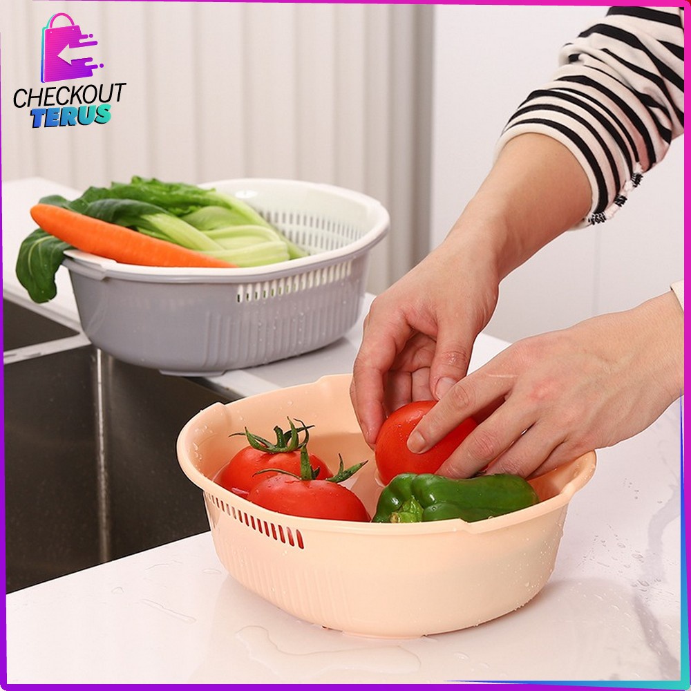 CT C243 C244 Keranjang Pengering Sayuran Buah / Tempat Sayur Multifungsi Saringan Baskom Cuci Sayur