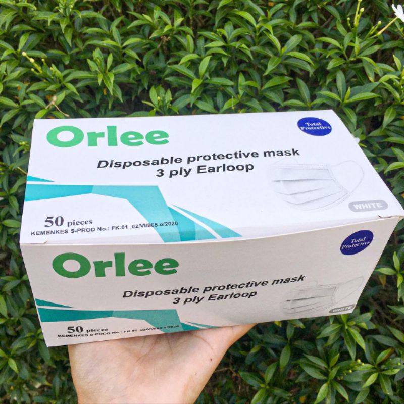 masker orlee earloop putih 3ply masker medis masker cantol