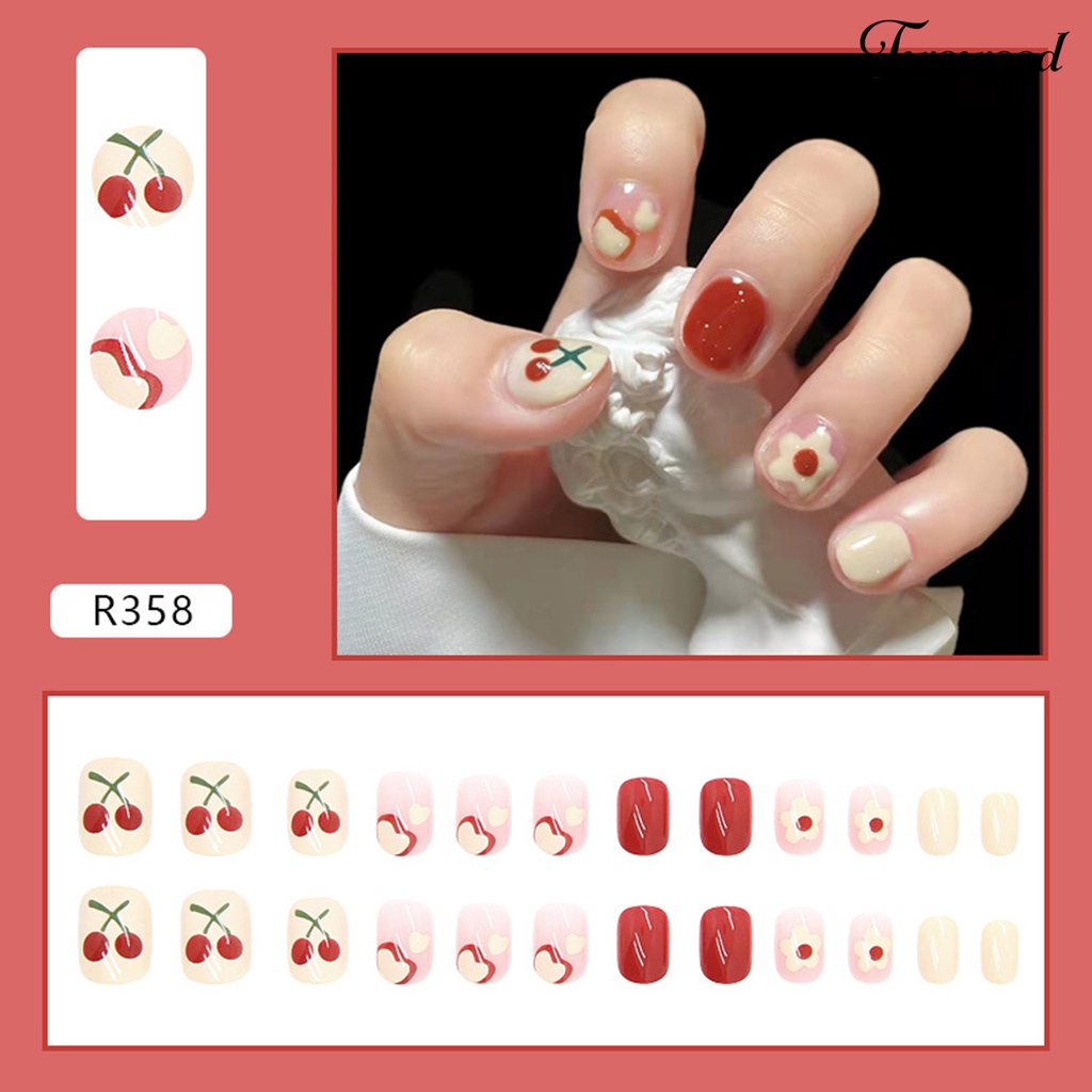 Twowood Patch Kuku Motif Bunga Cherry Bahan ABS Untuk Nail Art