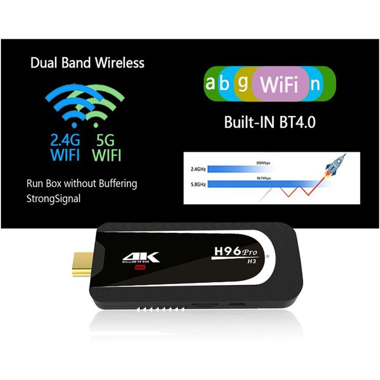 H96 PRO H3 - Android 7.1 Smart TV Stick 4K Display - RAM 2GB ROM 16GB