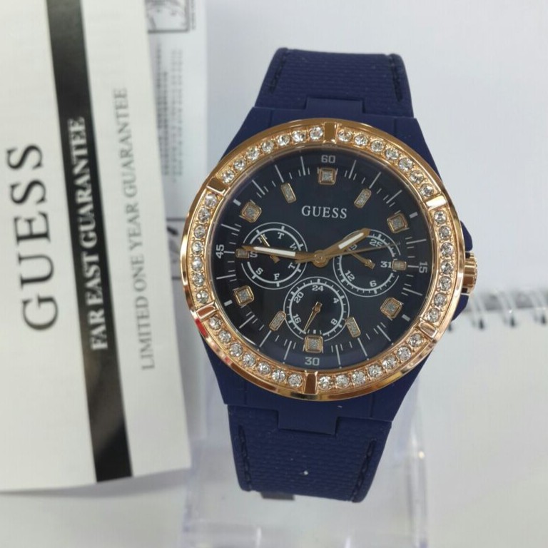 Guess W1093L2 - Jam Tangan Kasual Wanita - Kanvas Strap - Chrono Multifungsi