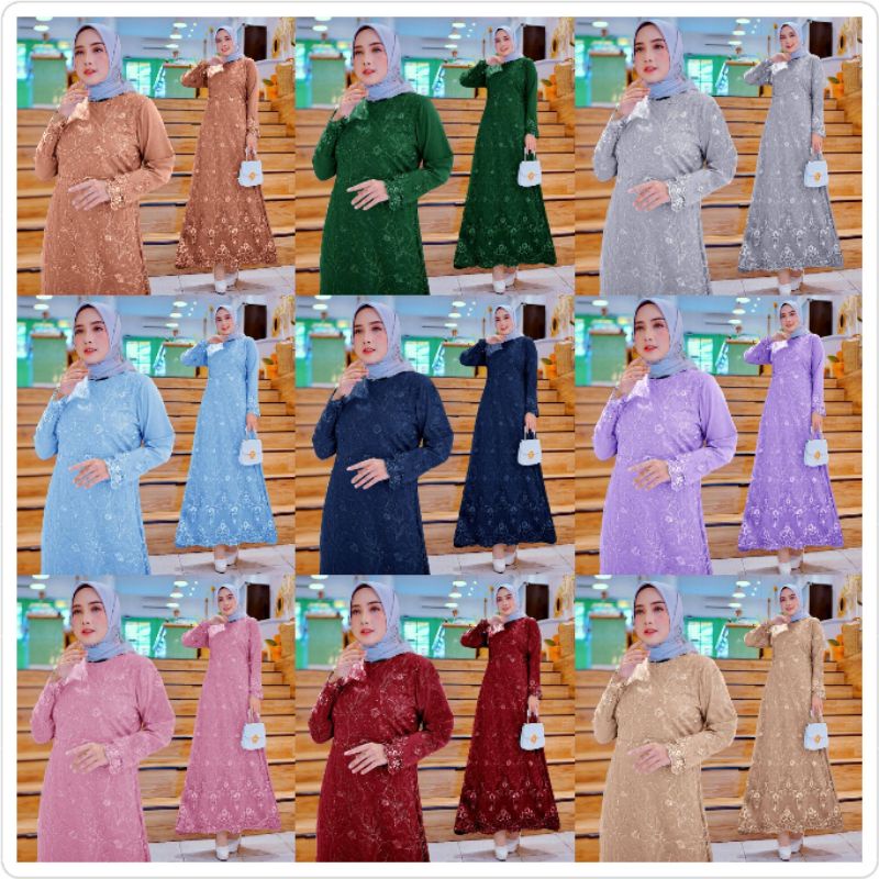 MX AMELIA XL / MAXY AMELIA / GAMIS BRUKAT PESTA KONDANGAN / GAMIS SERAGAM NIKAHAN/ GAMIS TILE MUTIAR