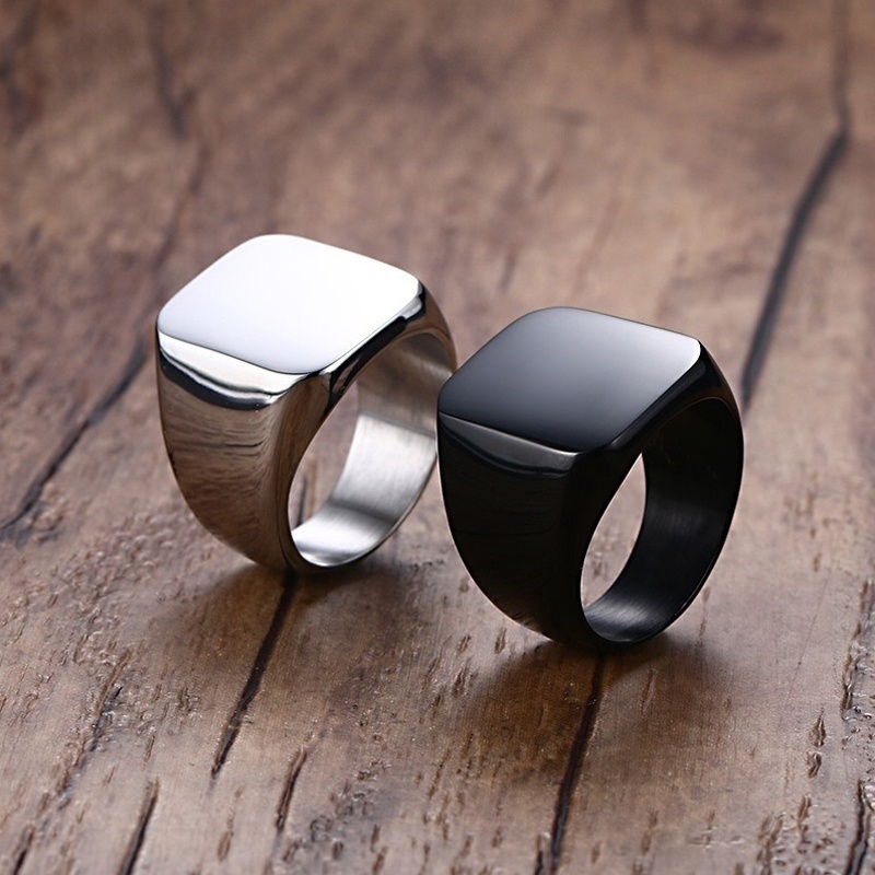 Cincin Kasual Bahan Stainless Steel Warna Polos Untuk Pria