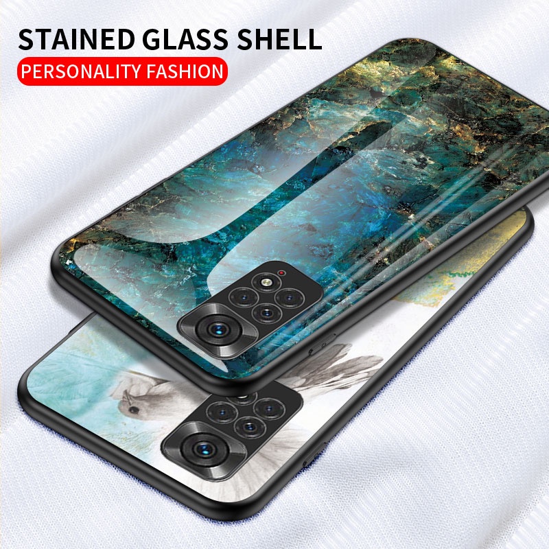 for xiaomi redmi note 11 11s 10 pro 4g 5g note11 note11s tempered glass phone case soft tpu edge shockproof hard protection back casing cover